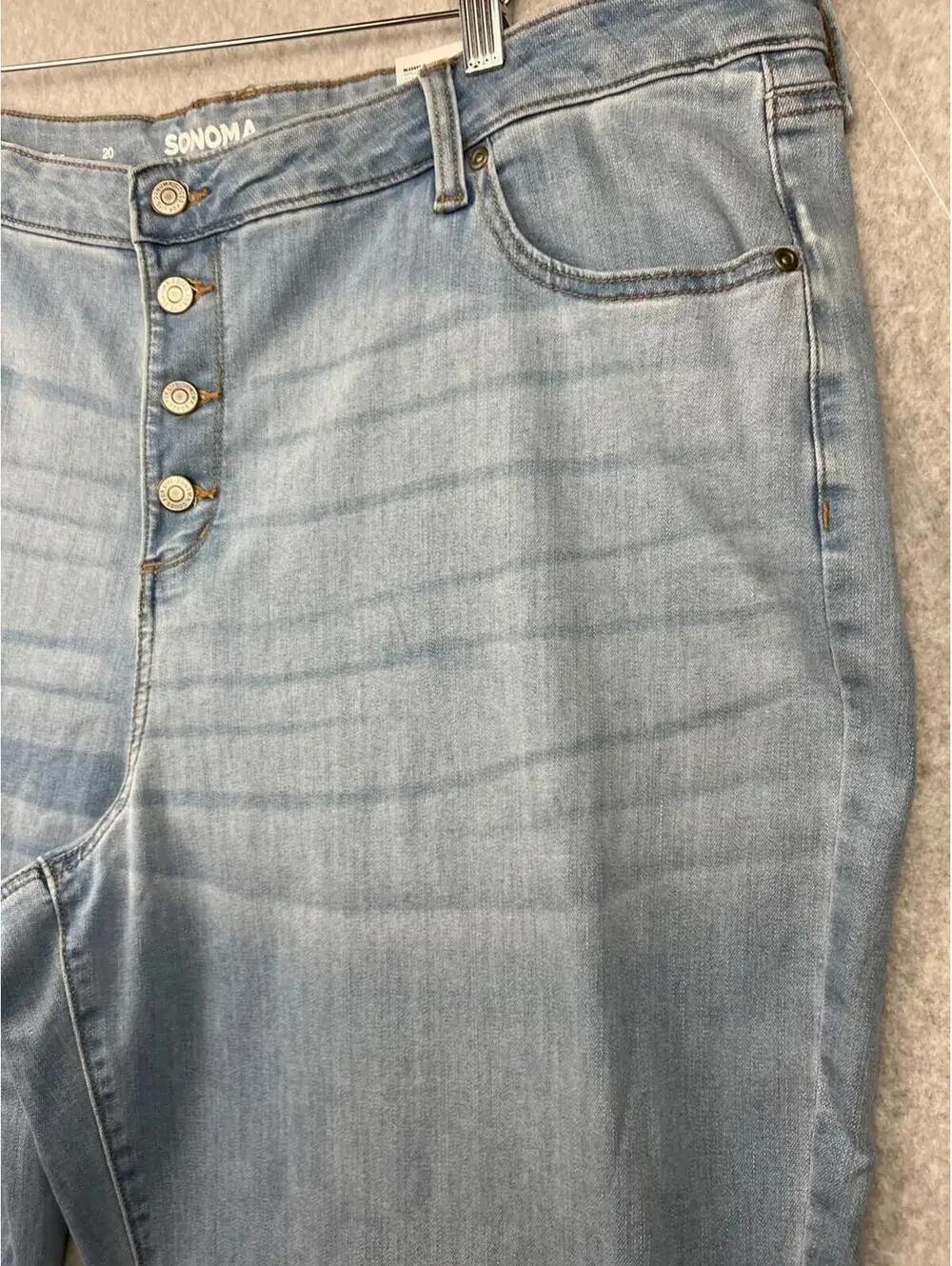 Sonoma Wide Leg High Rise Jeans Womens Plus Size 20 Relaxed Raw Hem Button Fly
